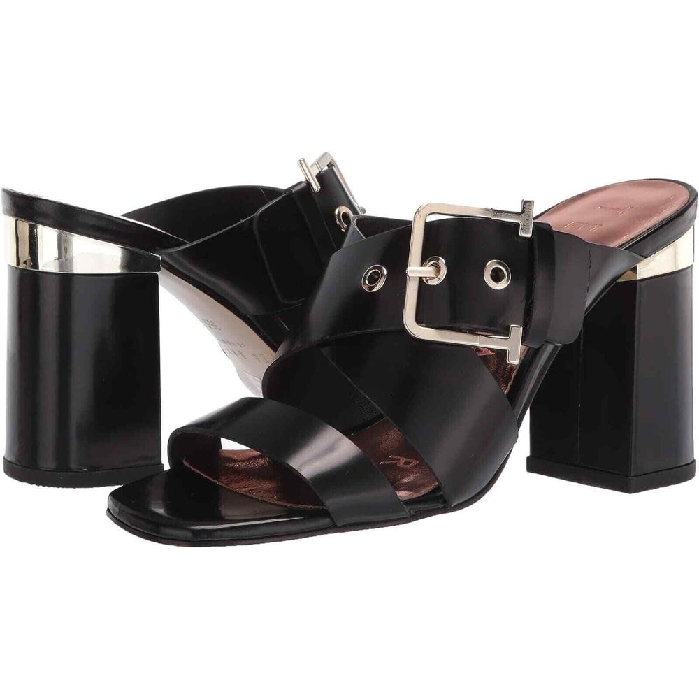 Ted Baker Women's Peataa Black  Buckle  Heel Sandals Mules Size 38 / US …